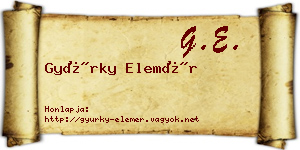 Gyürky Elemér névjegykártya